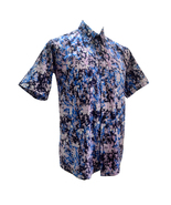 Batik Violet Purple Paisley Men Shirt Tie Dye Hawaiian Penang Tropical M... - £31.78 GBP