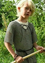 Aluminum Chainmail Shirt 10-15 yrs child Medieval Chain Mail Armor Costume Gift - £48.05 GBP