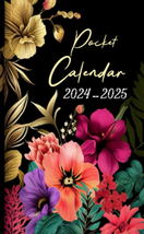 2024-2025 Pocket Calendar: Small Floral Two-Year Monthly Planner for Purse | 24  - £9.36 GBP