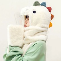 Fluffy Animal Themed Plush Handwarmer Scarf Hat Combo | Fleece Mittens D... - £39.26 GBP