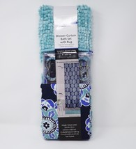 Mainstays Shower Curtain 14 pc. Bath Set with Rug and Shower Hooks - Teal - £17.17 GBP