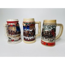 Mugs Budweiser Stein Clydesdales Christmas 2001-2003 Lot Of 3 Holiday - £30.80 GBP