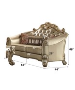 Vendome II 67&quot; Loveseat w/3 Pillows, Bone Faux Leather &amp; Gold Patina Finish - $3,119.73 CAD