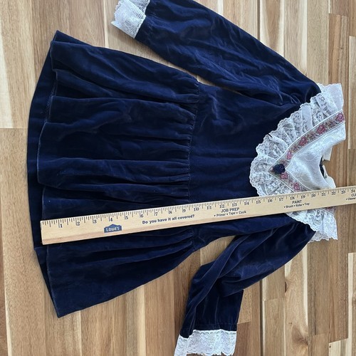 Vintage Pretty As A Picture Blue Velvet Lace Little Girl’s Dress Size 6 Item image 10