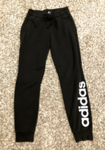 Adidas Sweat Pants Womens 26x29 Black Spellout Logo Tapered Gym Running ... - $18.69