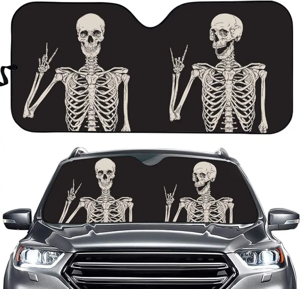 Fun Skeleton Car Windshield Visor Gothic Hippie Skeleton Visor Front Window - £24.03 GBP