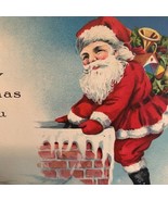 Santa Claus Christmas Card Vintage Chimney Bag Presents Merry Christmas ... - $24.86 CAD