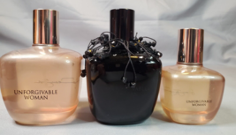 Sean John Unforgivable Woman Lot of 3 Parfum Perfume Scent Spray Black Unboxed - £102.83 GBP
