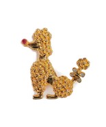 Gold Tone 18K Gold Filled Sitting Poodle Dog PIn Rhinestone Tail 1.5&quot; - €21,39 EUR