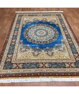 5.5&#39; x 8&#39; Blue Hand Knotted Persian Rugs 100% Silk Handmade Living Room ... - $2,200.00