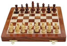 Wooden Handcrafted Foldable Magnetic Chess Board Set with Magnetic Pcs 10x10 Inc - £42.76 GBP