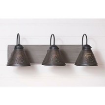 Primitive 3 Arm Vanity Light With Metal Punched Tin Shades Rustic Crestwood - £255.16 GBP