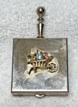 Vintage Pink Blue Rhinestone Flower Cart Raised Floral Pillbox Pill Box ... - $337.61 MXN