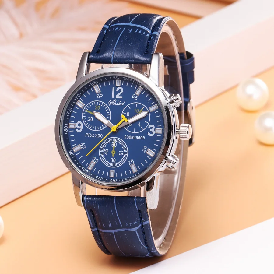Low Price Hot Sale Classic Men Watches Men Sports Watches Blue Dial Leat... - $14.49