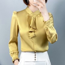 2023 Fashion Spring Autumn Shirt Women Long Sleeve Shirts Women Satin Silk Blous - £64.63 GBP