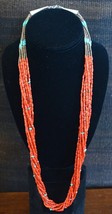 RED CORAL NUGGETS TURQUOISE PENN SHELL HEISHI NECKLACE 28&quot; 8STRAND Santo... - £1,550.27 GBP
