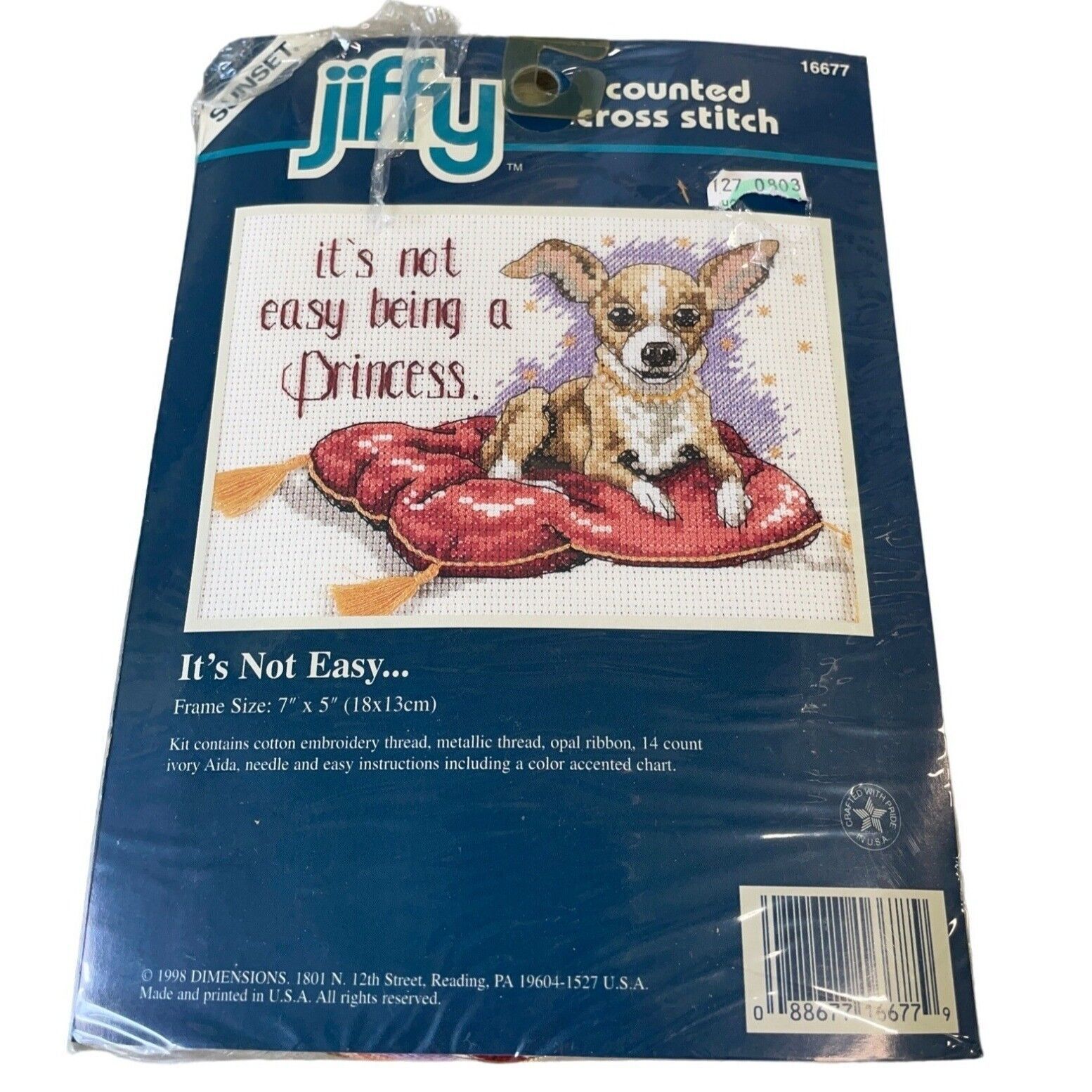 Sunset Jiffy Counted Cross Stitch Kit “It’s Not Easy Being a Princess" #16677 - $11.69
