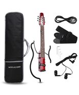 Travel Electric Guitar Mini Guitar Red W/Gigbag strap headphones 2 metal... - $3,184.05 MXN