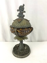 Exotic Palm Tree Metal Resin Lidded Urn Home Decor 12.5&quot; - £14.79 GBP