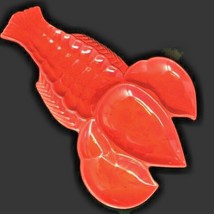 Cal Orig Lobster Tray Platter Red Drip Glazed Ceramic #180 USA Mid-Century - $48.46