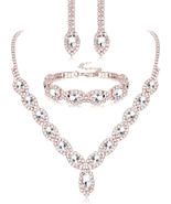 Crystal Bridal Jewelry Set Crystal Necklace and Earrings with Bracelet f... - £18.78 GBP