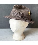 Vintage Kanyon Road Fedora Hat Brown Wool Tweed Gold Feather - Men&#39;s Size 7 - $38.91 CAD
