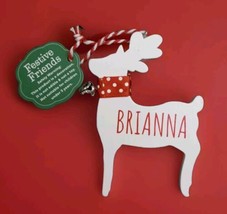 Festive Friends BRIANNA Christmas Tree Deer Wooden Decoration Ornament w/Bell  - $5.94