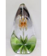 Etched Crystal Orange Flower Sculpture Multidimensional 5.5&quot; Tall Paperw... - $20.37 CAD