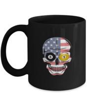 Coffee Mug Funny Pool Billiard Snooker Skull American Flag  - £15.65 GBP