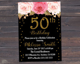 50th, 60th, 70th, 80th, Birthday Invitation, Floral Birthday Invitation ... - £6.38 GBP
