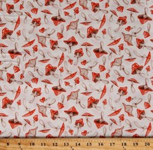 Cotton Mushrooms Woodland Nature Cottagecore Fabric Print by the Yard D578.41 - £9.82 GBP