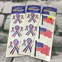 Vintage Sandylion Patriotic Stickers Flags Ribbons Lot Of 3 Packs Scrapbooking - £7.39 GBP