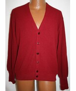 Vintage 70s JC PENNEY Red Burgundy Men&#39;s Acrylic Cardigan SWEATER XL Gru... - $1,204.54 MXN