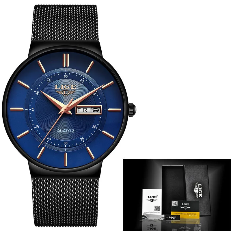 Mens Watches Top Brand Luxury Waterproof Ultra Thin Date Clock Male Stee... - £30.86 GBP