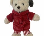 FAO Schwarz Plush Toy Beige Bear in Red Striped Pajamas And Red Robe 12”... - $19.75