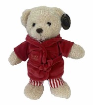 FAO Schwarz Plush Toy Beige Bear in Red Striped Pajamas And Red Robe 12” New NWT - $19.75