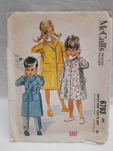 Vintage 1962 McCall&#39;s Pattern 6703 Classic Child&#39;s Robe w/ Pockets &amp; Belt Size 2 - £7.73 GBP