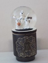 Halloween Glass Ghosts Snow globe W Ceramic Frog Candy Holder Decor Display - $24.75