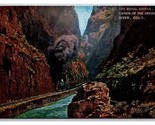 Train on Hanging Bridge Royal Gorge Colorado CO UNP DB Postcard W22 - $3.91