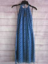 River Island Size 8 US /12 UK Maxi Dress Snake Print Halter Tie Closer Blue - $14.99