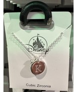 Disney Parks Mickey Mouse Cubic Zirconia Letter K Silver Color Necklace NEW - $47.70 CAD