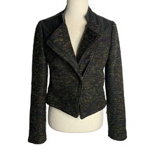 Willow &amp; Clay Boucle Moto Jacket S Black Faux Leather Pockets Asymmetric... - £28.98 GBP