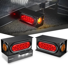 LED Trailer Steel Housing Box License Plate Bracket Kit 6&quot; Oval Light DOT 2pk - £50.55 GBP