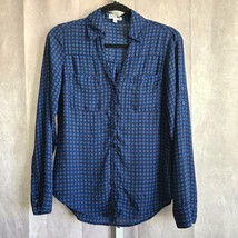 Express Portofino Blue Sheer Button Down Short Top Blouse XS - $15.00