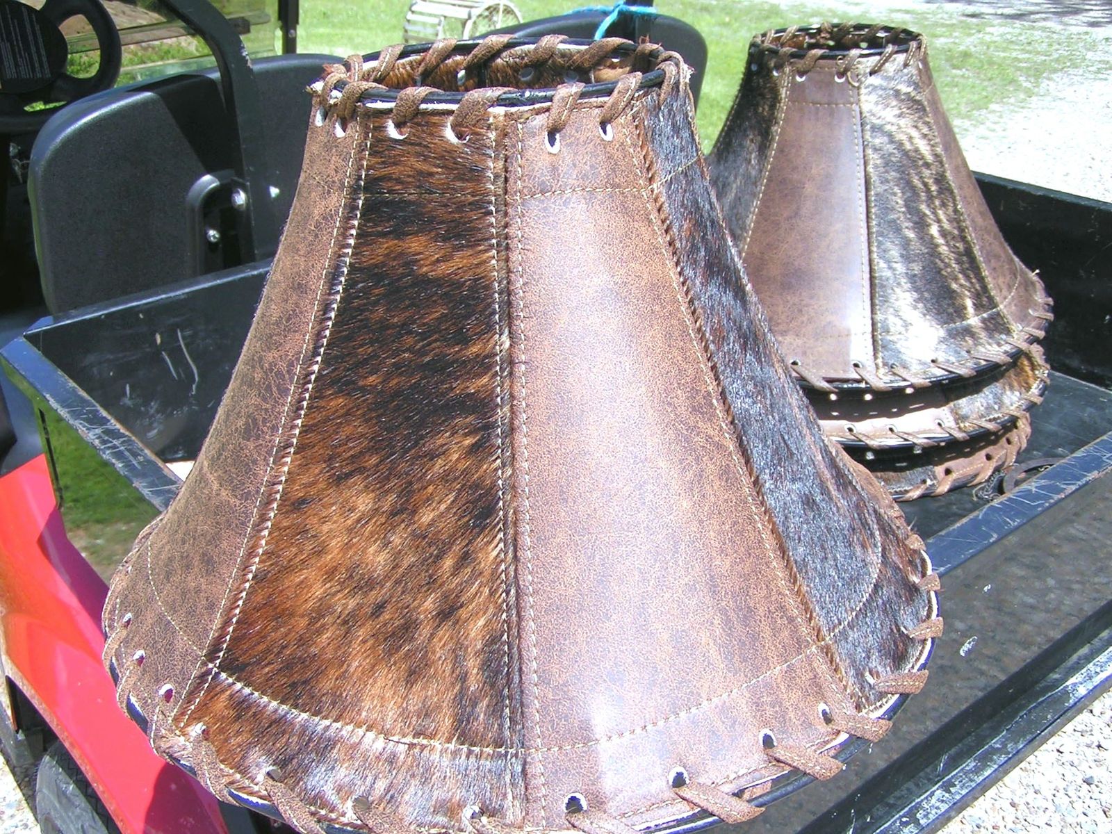 Leather and Cowhide Lamp Shade Southwestern Decor 0316 bz - $169.98