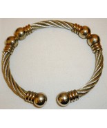TWO COLOR TWISTED ROPE &amp; BALL SPLIT BANGLE CUFF BRACELET - £6.05 GBP
