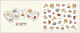 Nail Art 3D Decal Stickers cupid angel white pink flowers E771 - £2.39 GBP