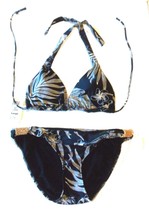 Sunsets Lahaina Black Halter Bikini Swimsuit Sz Large Top, XL Bottoms NWT $116 - £53.83 GBP
