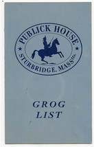 Publick House Grog List Sturbridge Massachusetts Treadway Inn 1940&#39;s - £29.55 GBP