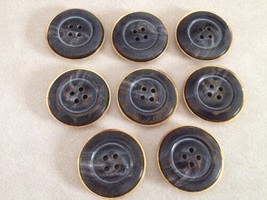 Lot of 8 Vintage Marbled Dark Colored Plastic Brass Four Hole Buttons 2.... - $12.86
